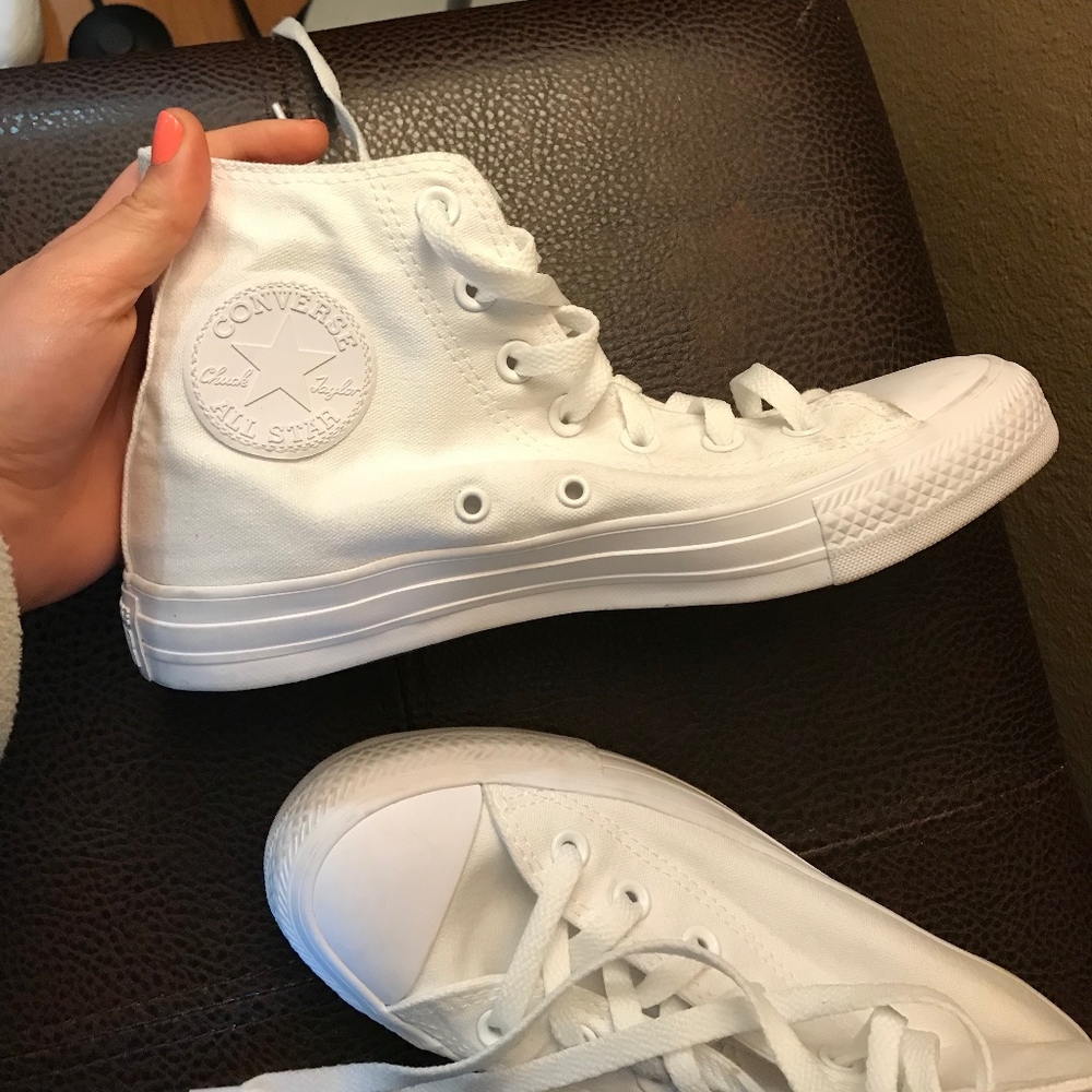 All White High Top Converse Women's 7.5